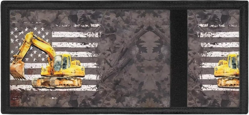Rnyleeg American Flag Excavator Wallet for Boys with Coin Pocket Novelty Kids Wallet for Boys Ages 4 6 8 10 Trifold Children's Money Wallets for Toddlers American Flag Purse with Card Holder - Image 4